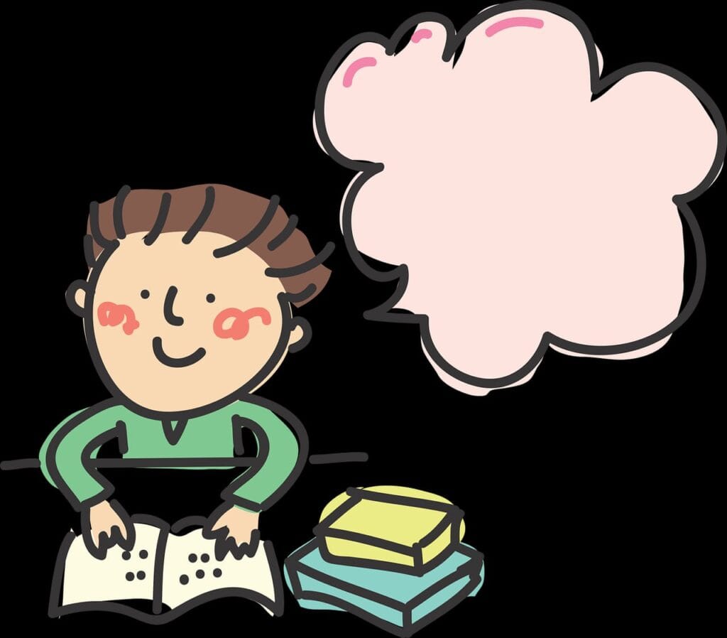 छोटा मुलगा भाषिक अक्षरे उच्चारत आहे, ज्यामुळे त्याच्या भाषा आणि साक्षरता विकासाचा दाखला मिळतो