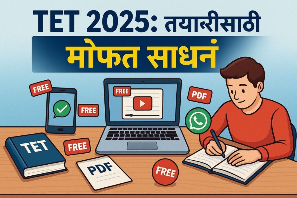 TET Exam 2025 तयारीसाठी मोफत साधनांची माहिती देणारी प्रतिमा