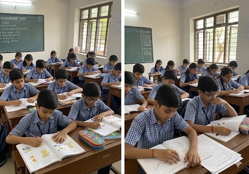 Scholarship Exam तयारी -शाळेतील वर्गात अभ्यास करत असलेले 4थी ते 7वीचे विद्यार्थी