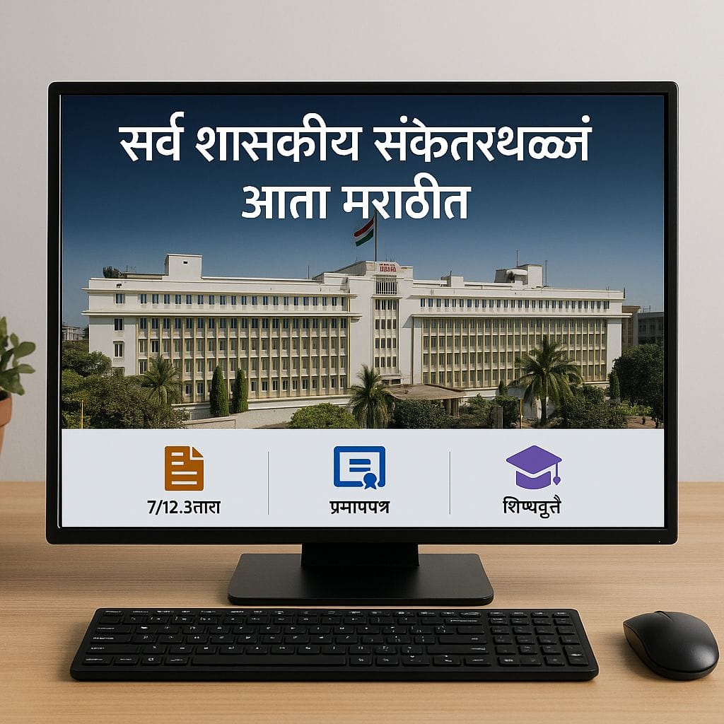 Government Websites in Marathii on a computer screen