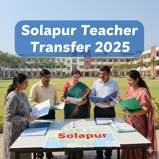 Solapur teacher transfer update 2025 with Maharashtra map and teachers group
