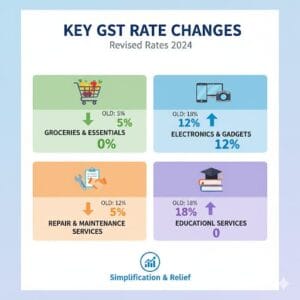 Infographic showinNew GST Rates 2025 changes effective from 22 Sept