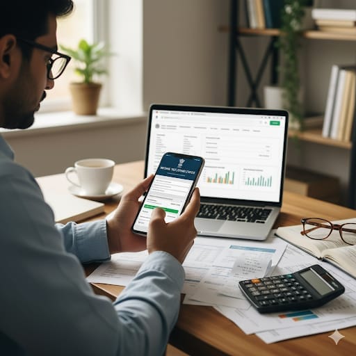Income Tax Refund Timeline: Person checking Income Tax Refund Timeline status on laptop screen
