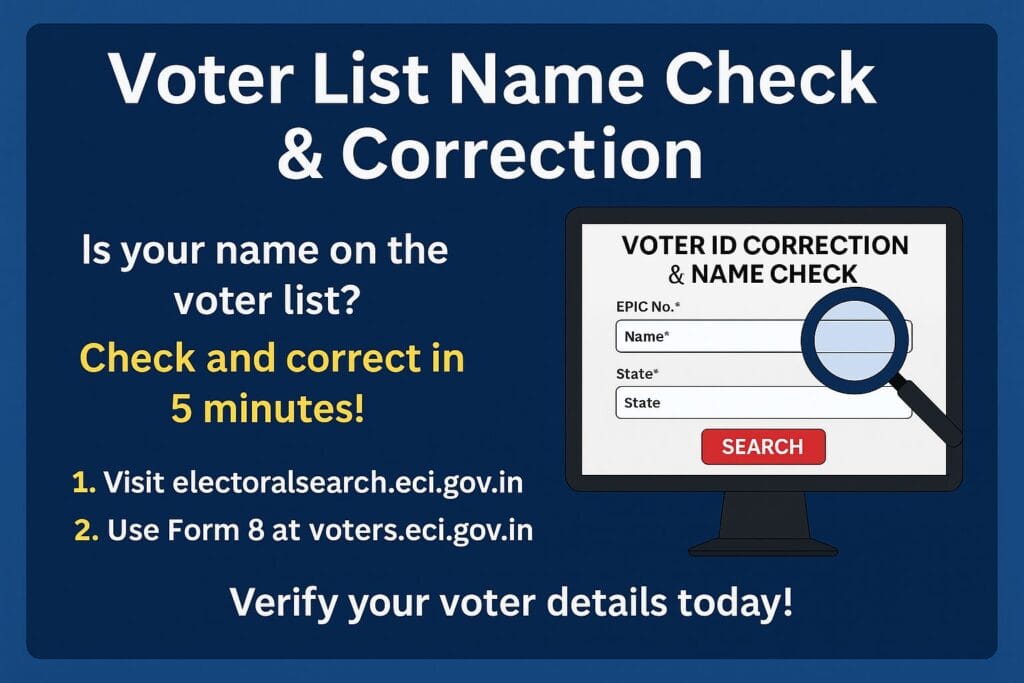 Voter List Name Check & Correction: मतदार यादीत नाव तपासा आणि दुरुस्ती करा