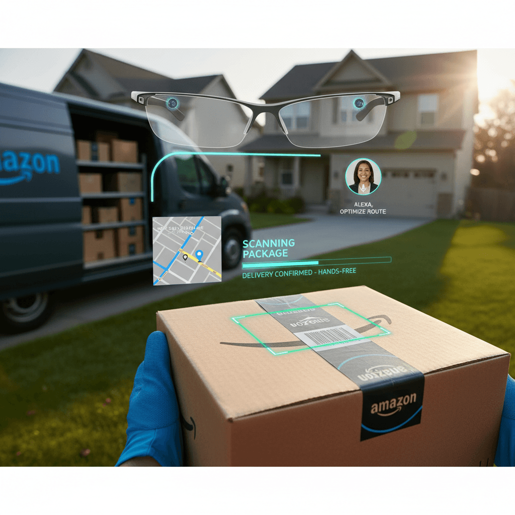 “Amazon AI Smart Glasses for Delivery agent hands-free scanning”
