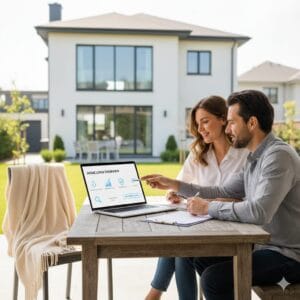 Person reviewing key points before applying for a home loan in India with key elements like EMI, interest rate, and credit score highlighted.