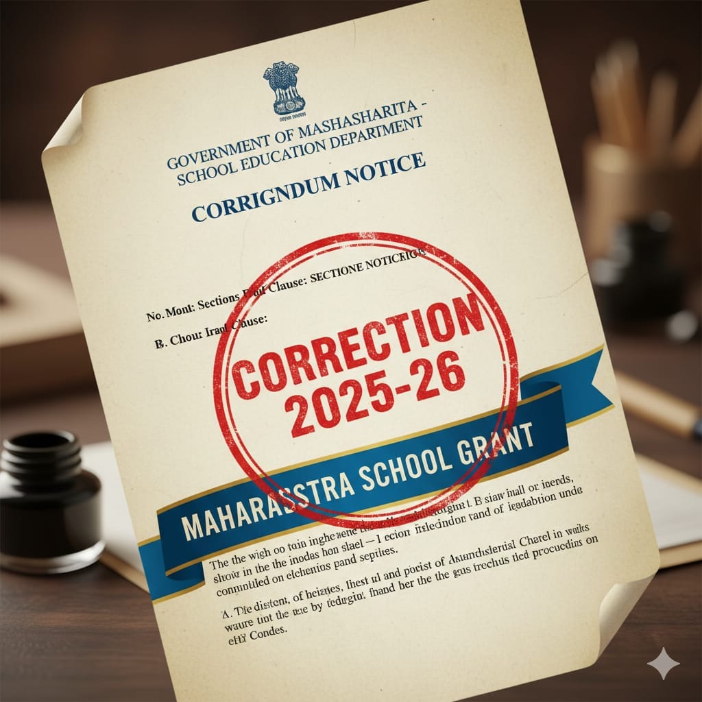 Maharashtra School Grant 2025 corrigendum government notice