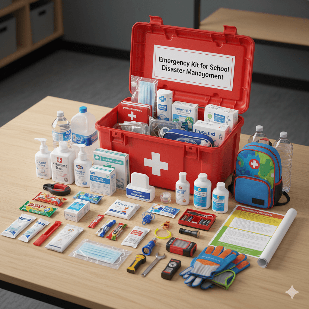school disaster management implementation emergency kit
