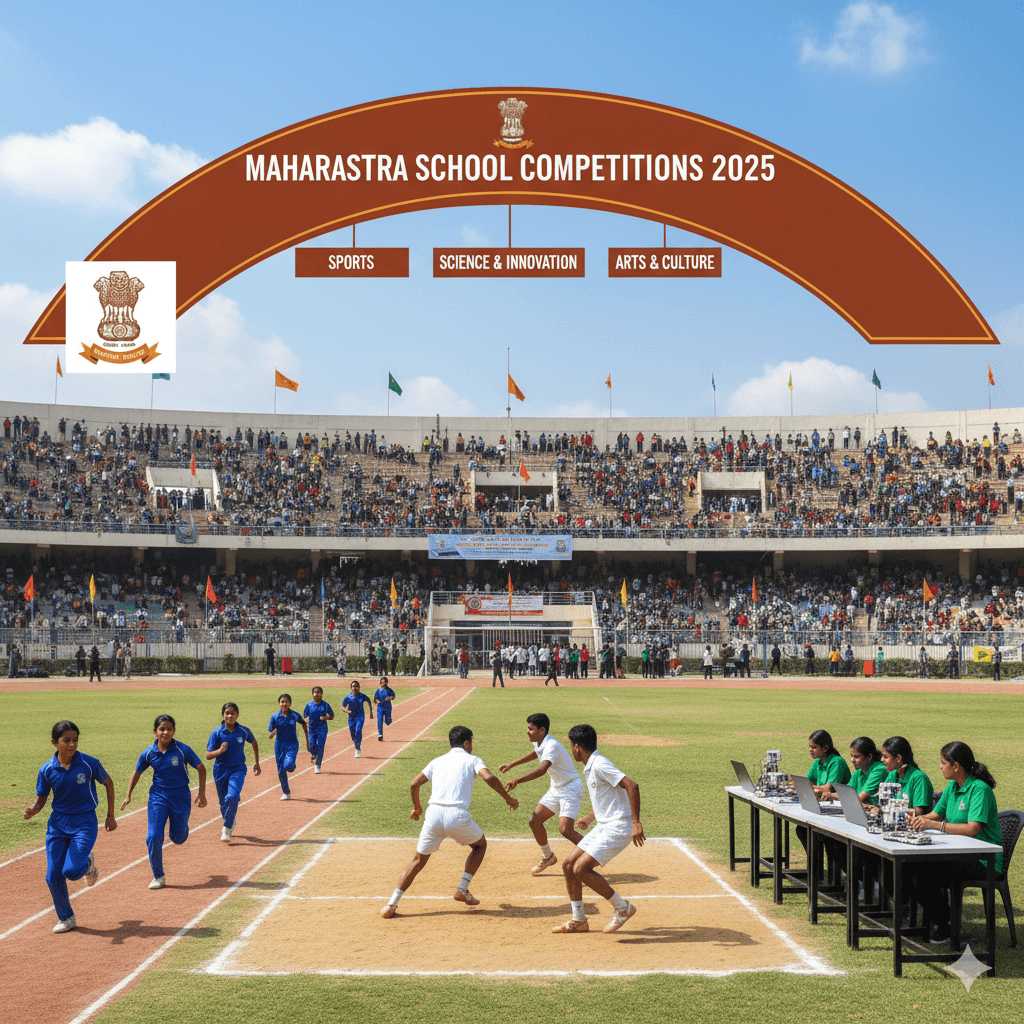 Students participating in Maharashtra School Competitions 2025