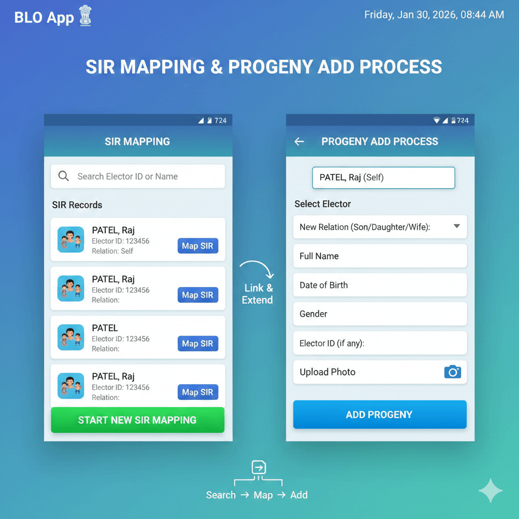 BLO App SIR Mapping Progeny Add Process Step by Step