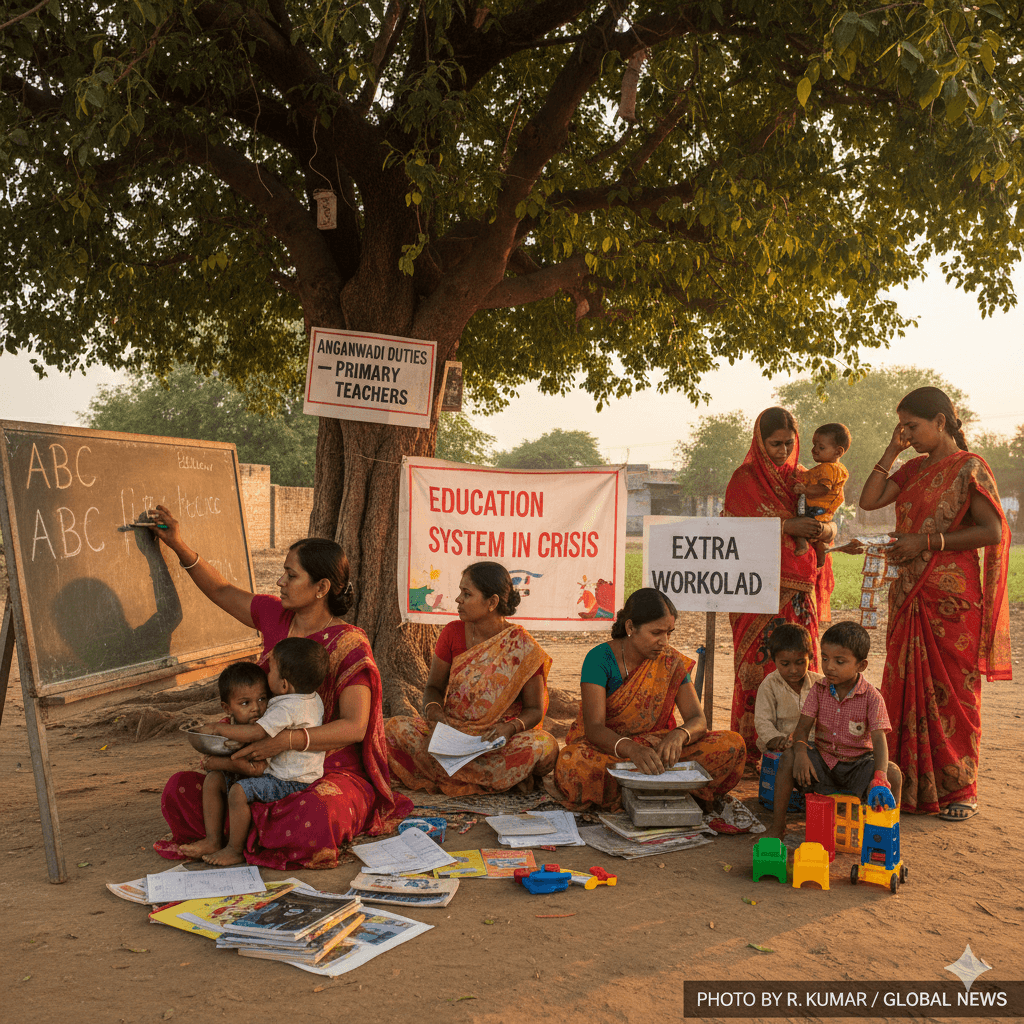 Primary Teachers on Anganwadi Extra Burden affecting education system
